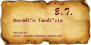Bordán Tanázia névjegykártya